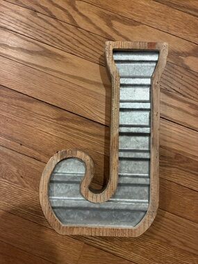 Galvanized Metal and Wood Letter J Wall Accent - Silver and Brown Hobby Lobby